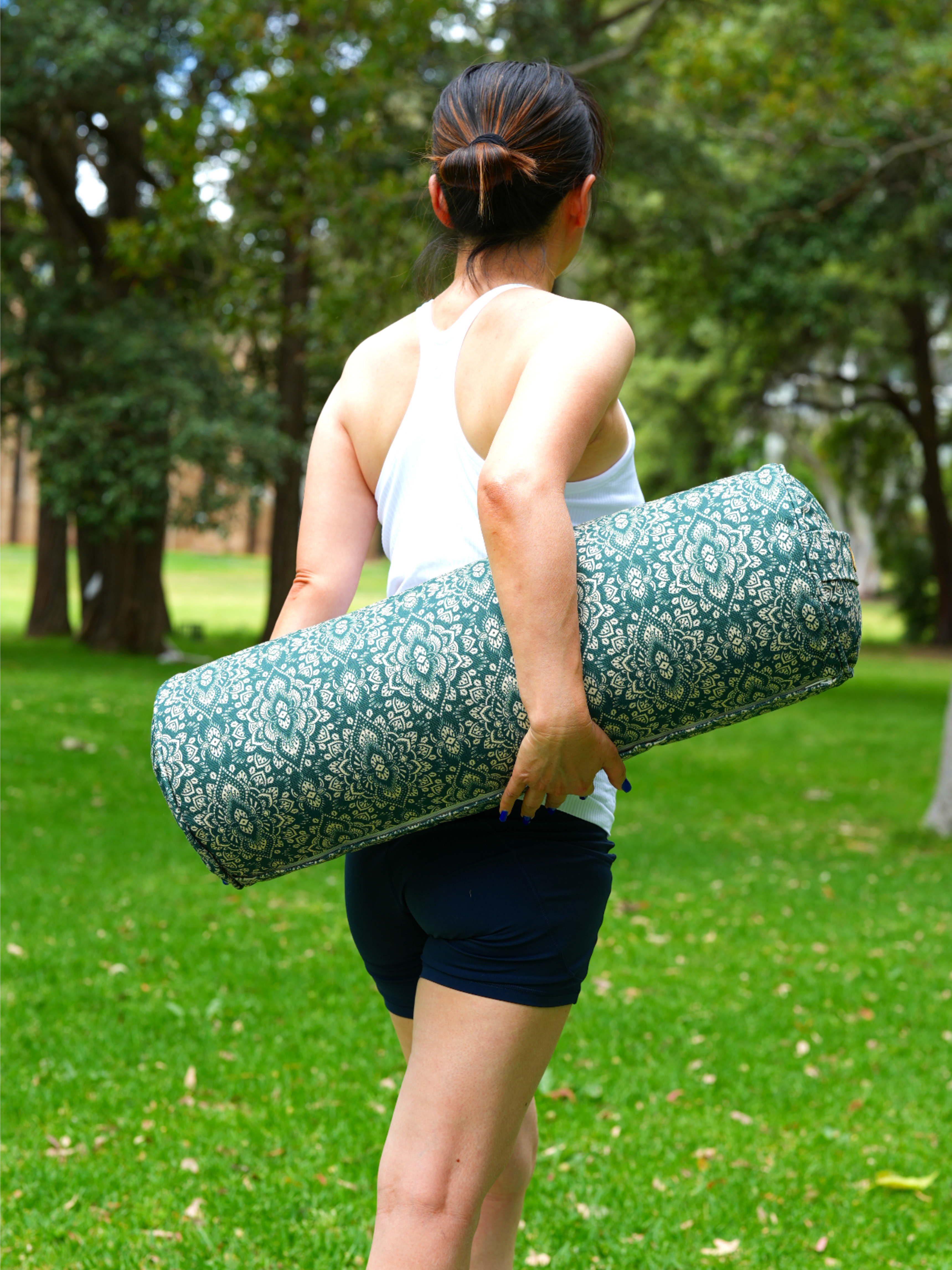 Round Yoga Bolster | Mandala | Trekking Green