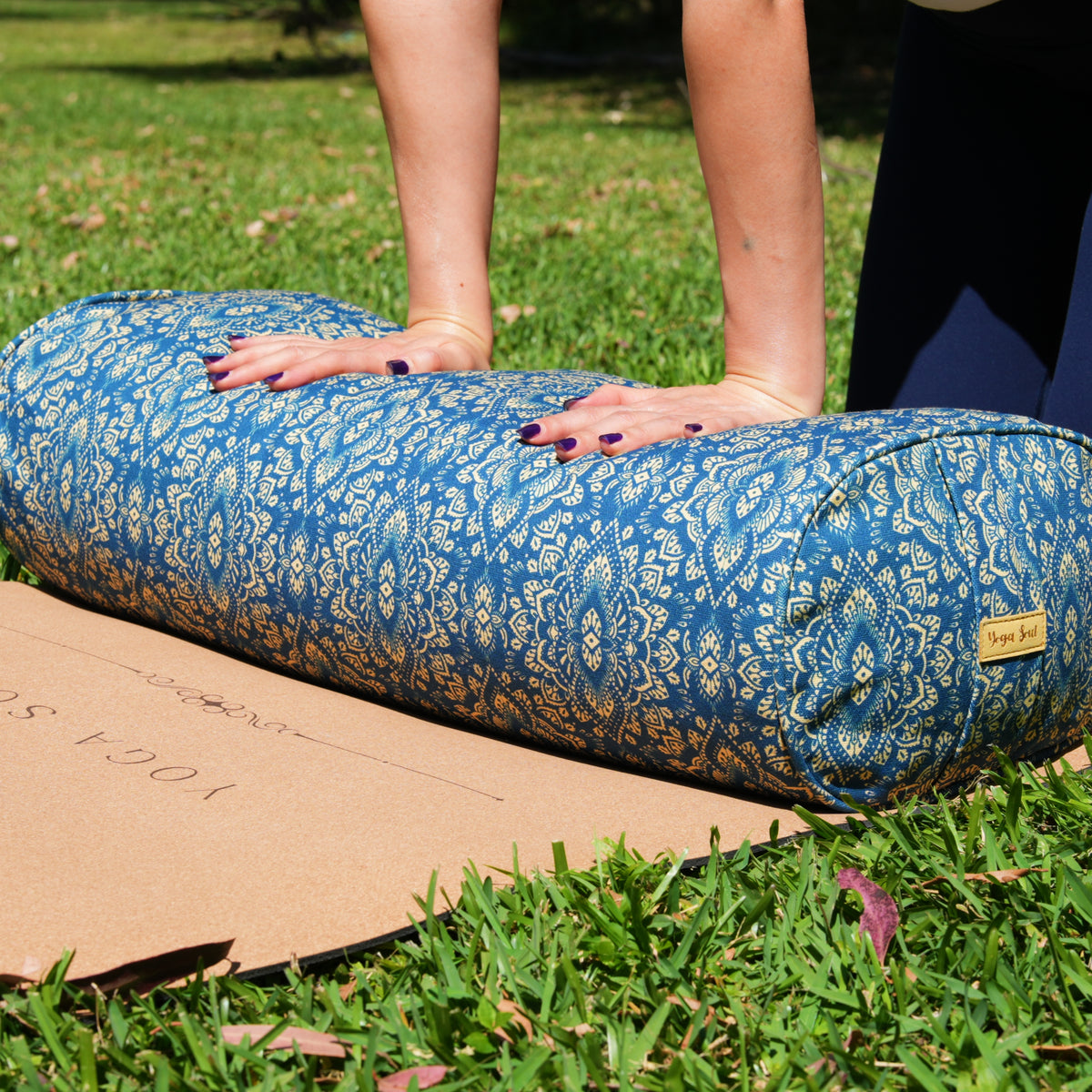 Oval Yoga Bolster | Mandala | Marine Navy