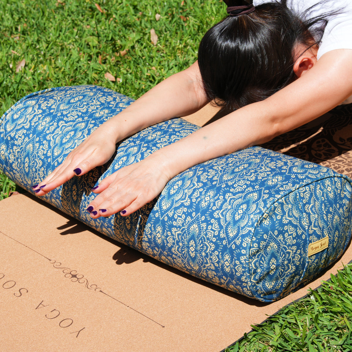 Oval Yoga Bolster | Mandala | Marine Navy