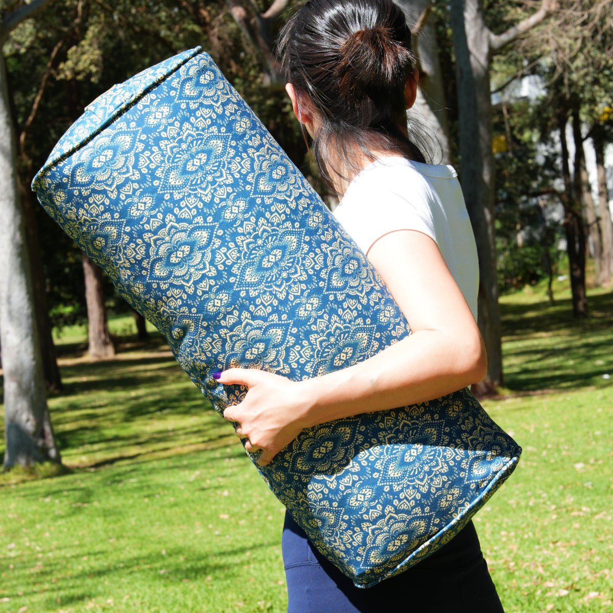 Oval Yoga Bolster | Mandala | Marine Navy