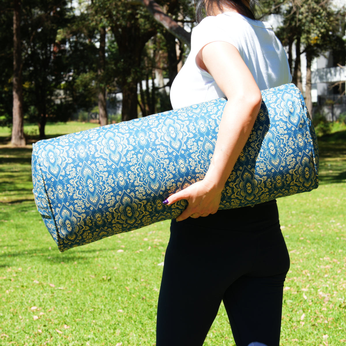 Oval Yoga Bolster | Mandala | Marine Navy