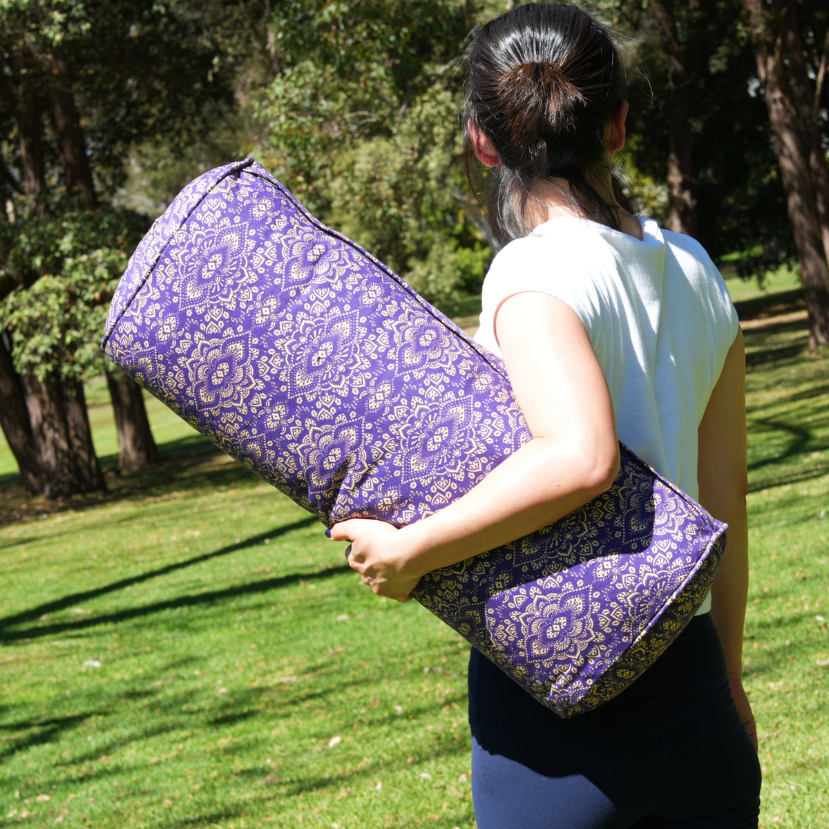 Oval Yoga Bolster | Mandala | Royal Purple