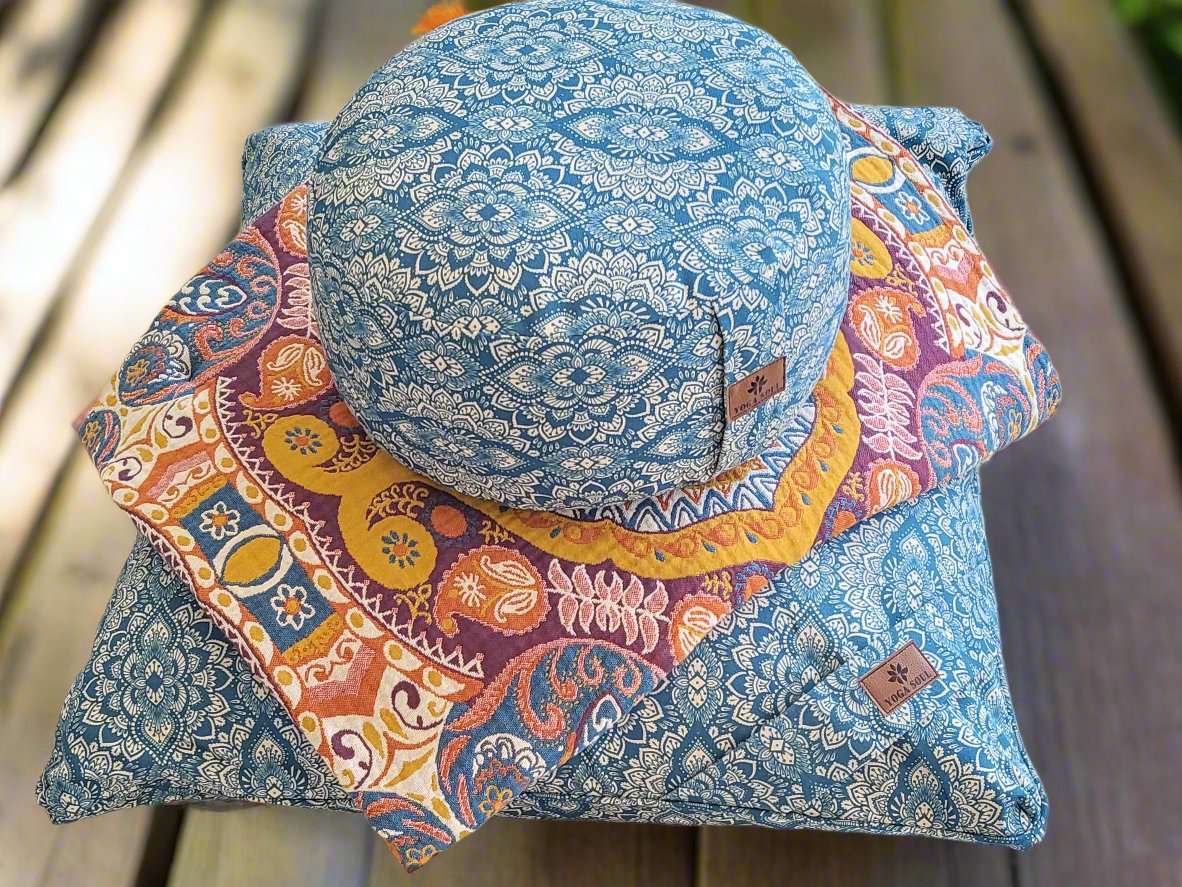RONDO Meditation Cushion Bundle | Mandala | Indigo Blue - Yoga Soul