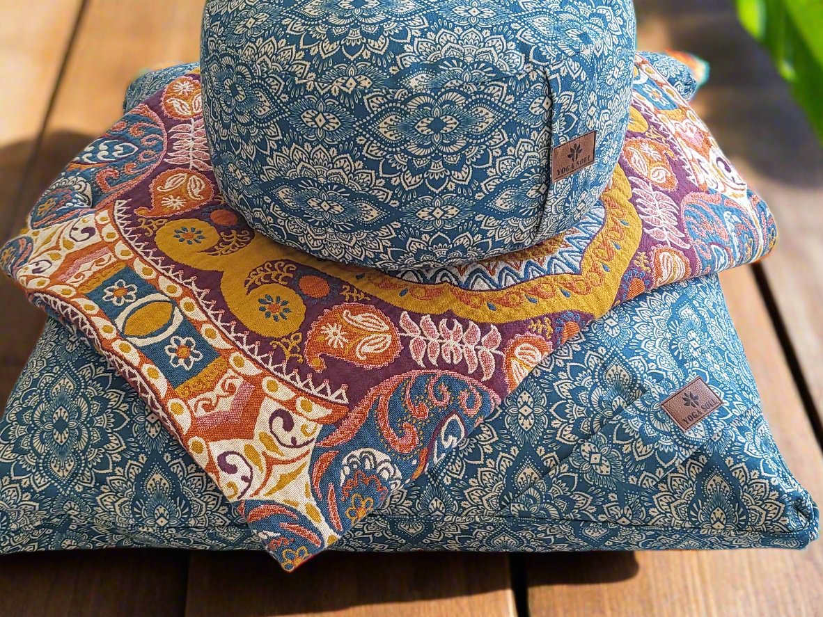 RONDO Meditation Cushion Bundle | Mandala | Indigo Blue - Yoga Soul