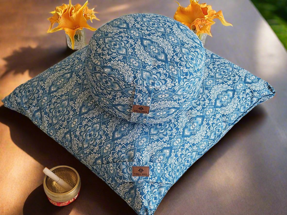 RONDO Meditation Cushion Bundle | Mandala | Indigo Blue - Yoga Soul