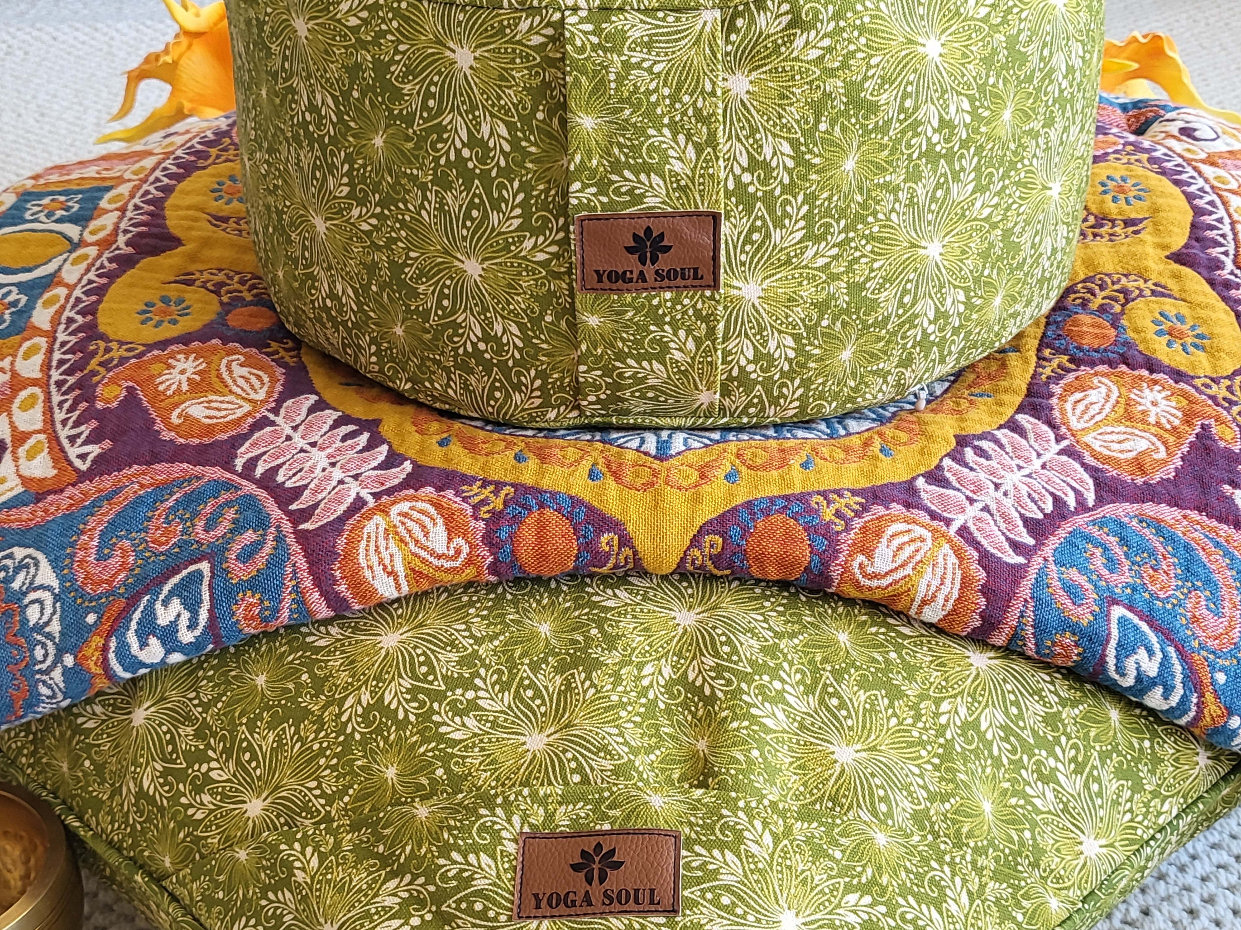 RONDO Meditation Cushion Bundle | Lotus | Olive Green - Yoga Soul