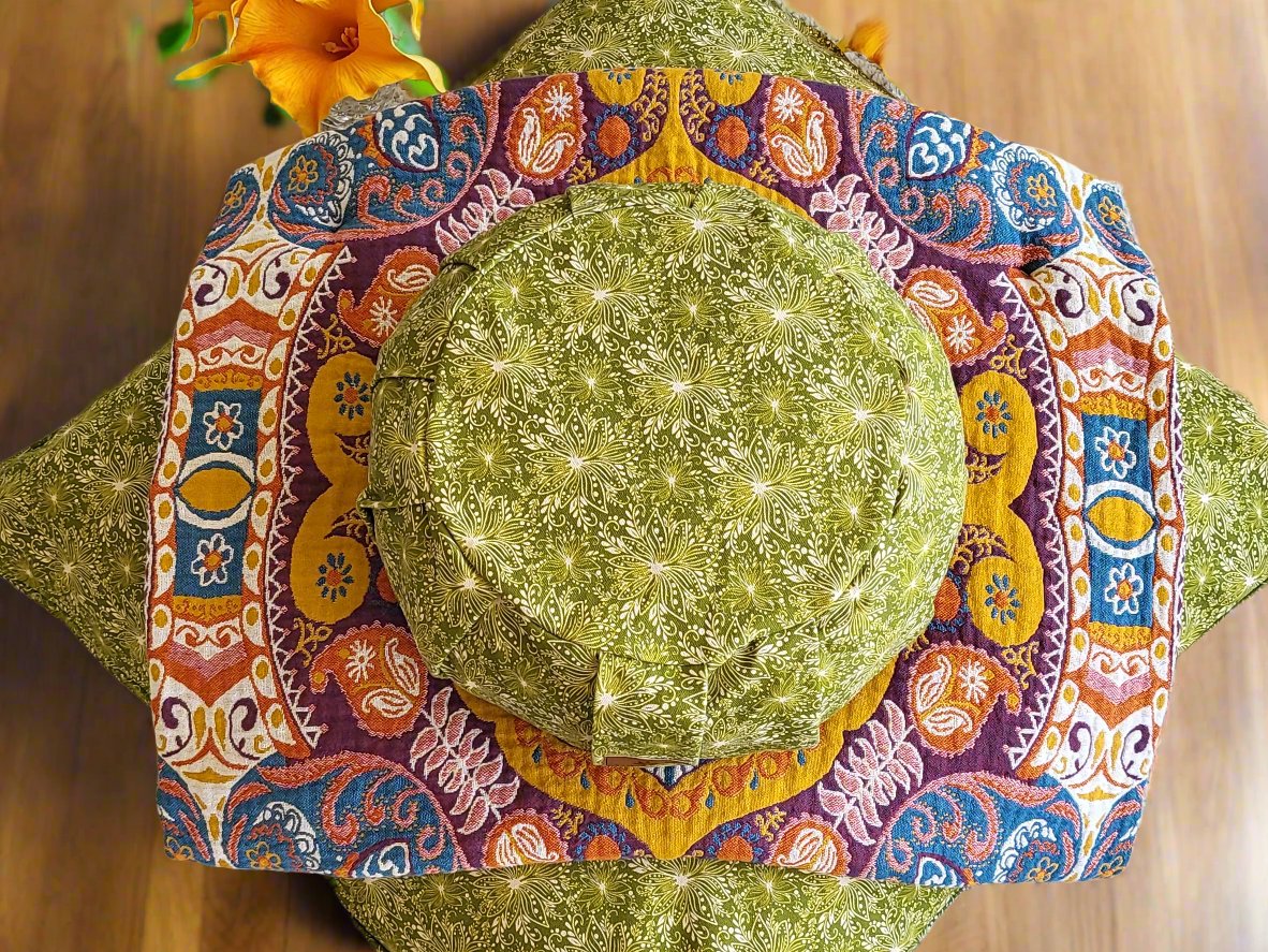 ZAFU Meditation Cushion Bundle | Lotus | Olive Green - Yoga Soul