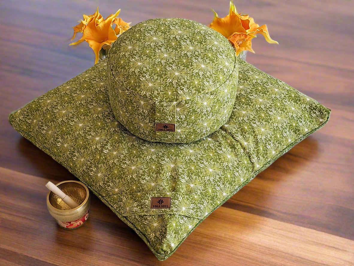 RONDO Meditation Cushion Bundle | Lotus | Olive Green - Yoga Soul