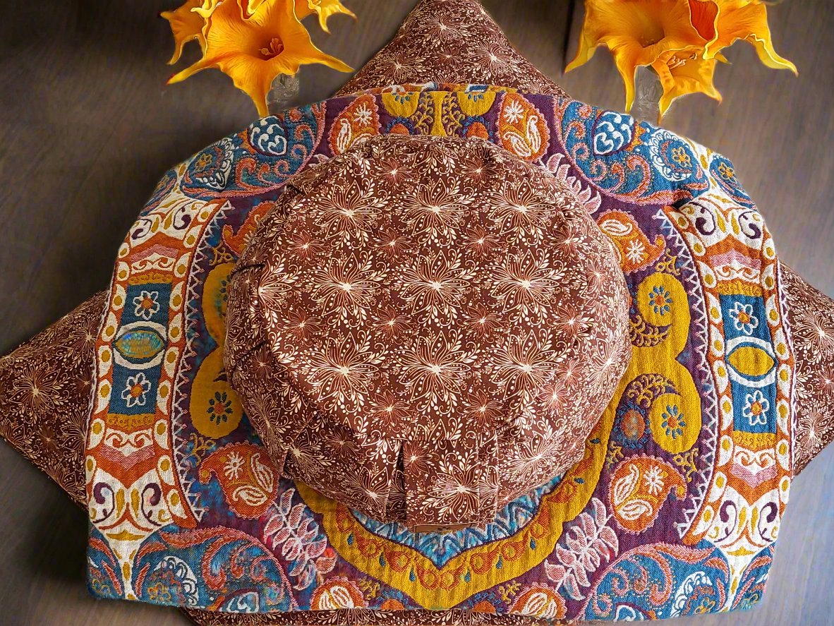 ZAFU Meditation Cushion Bundle | Lotus | Chocolate - Yoga Soul