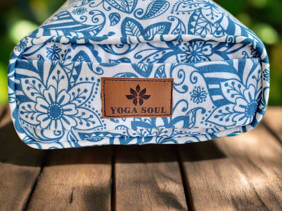Pranayama Yoga Bolster | Paisley Flower | Teal Blue - Yoga Soul