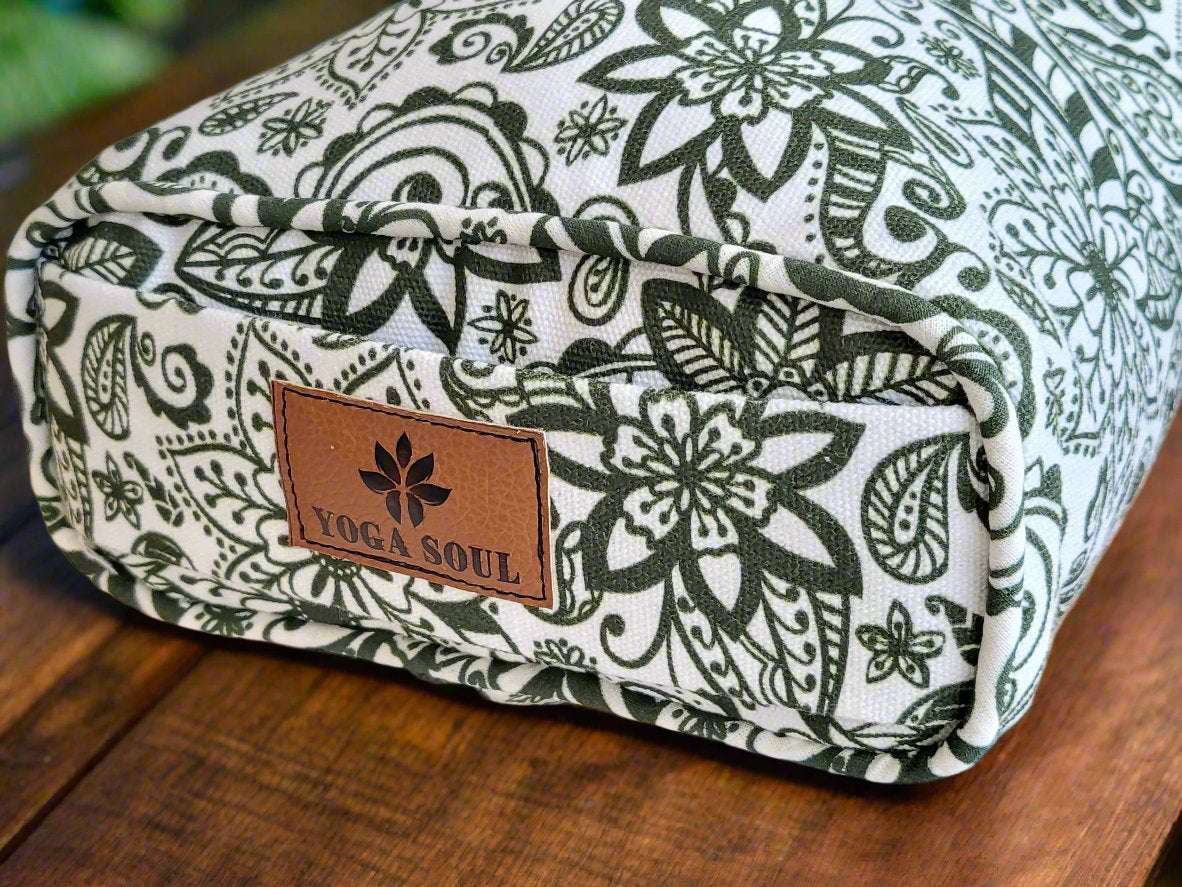 Pranayama Yoga Bolster | Paisley Flower | Trekking Green - Yoga Soul