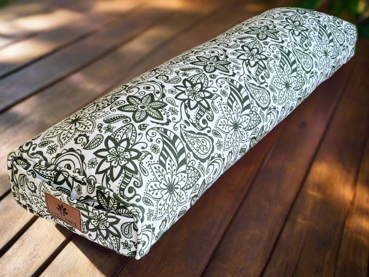 Pranayama Yoga Bolster | Paisley Flower | Trekking Green - Yoga Soul