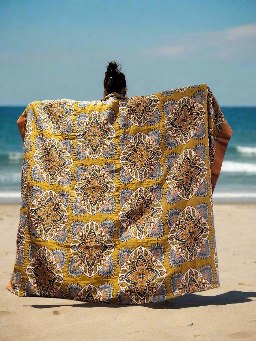 Yoga Blanket | Meditation Blanket | Golden Flower - Yoga Soul