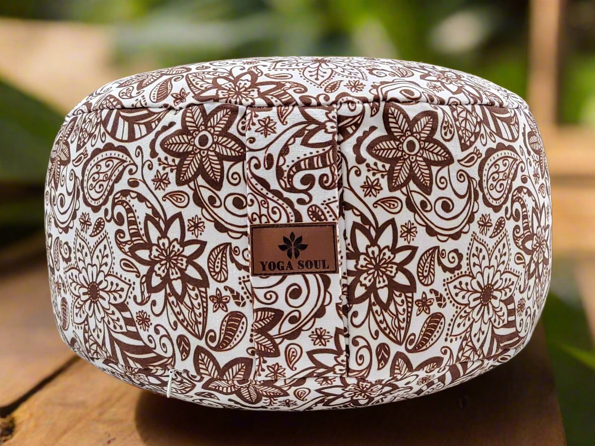 RONDO Meditation Cushion | Paisley Flower | Chocolate - Yoga Soul