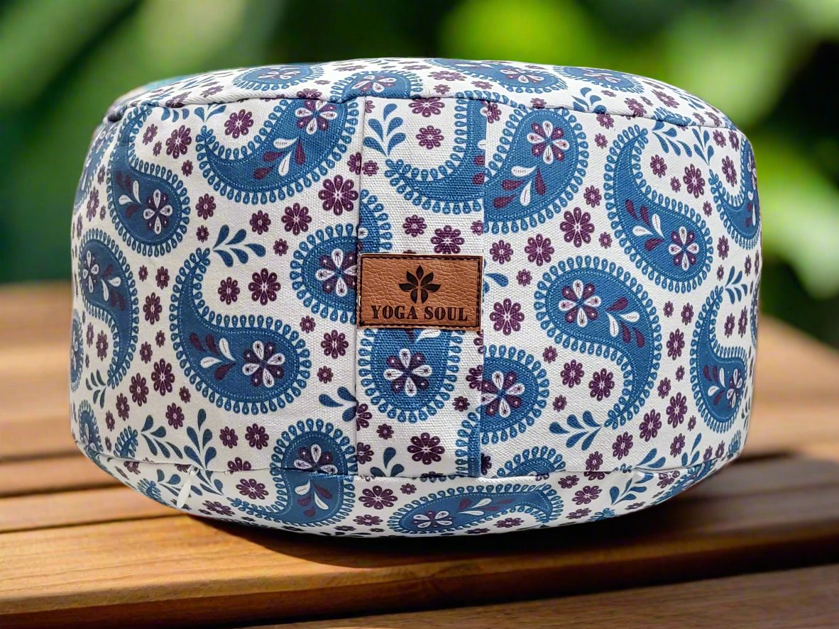 RONDO Meditation Cushion | Paisley | Teal Blue - Yoga Soul