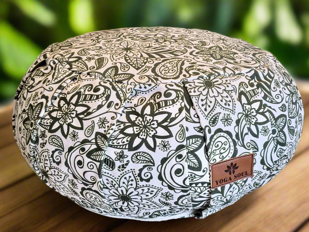 ZAFU Meditation Cushion | Paisley Flower | Trekking Green - Yoga Soul