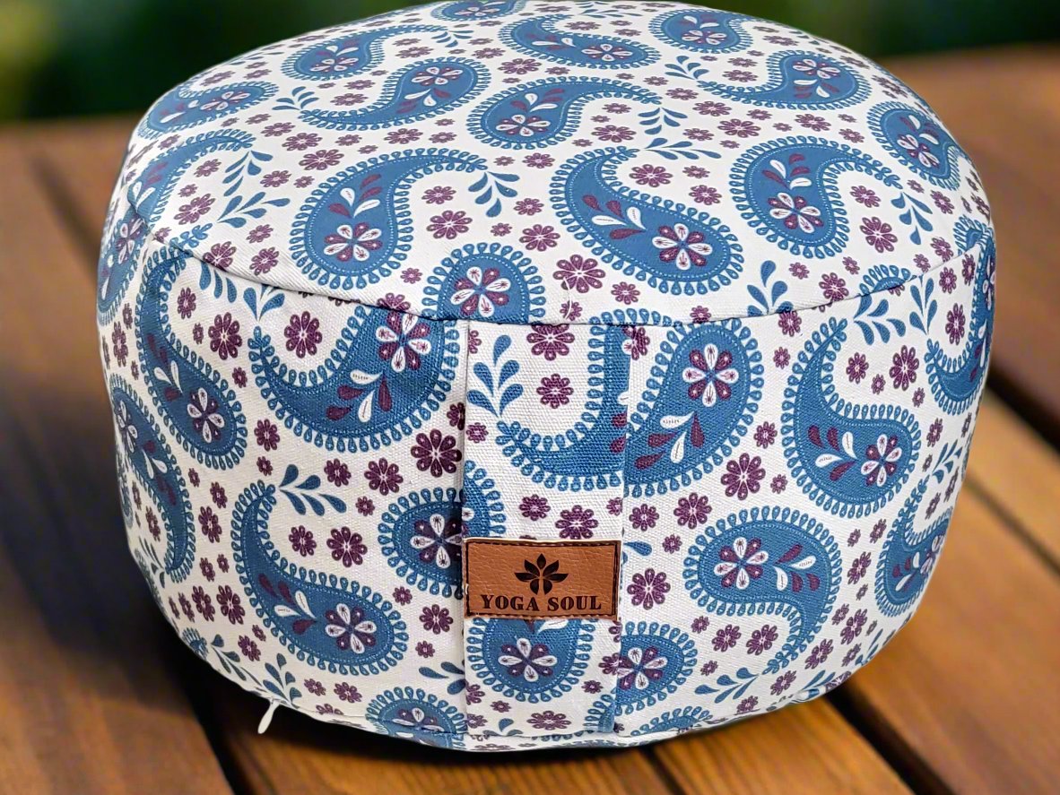 RONDO Meditation Cushion | Paisley | Teal Blue - Yoga Soul