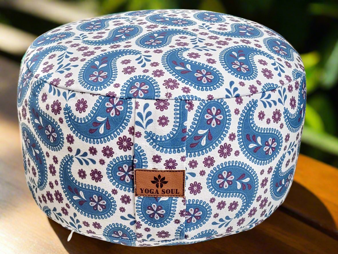 RONDO Meditation Cushion | Paisley | Teal Blue - Yoga Soul