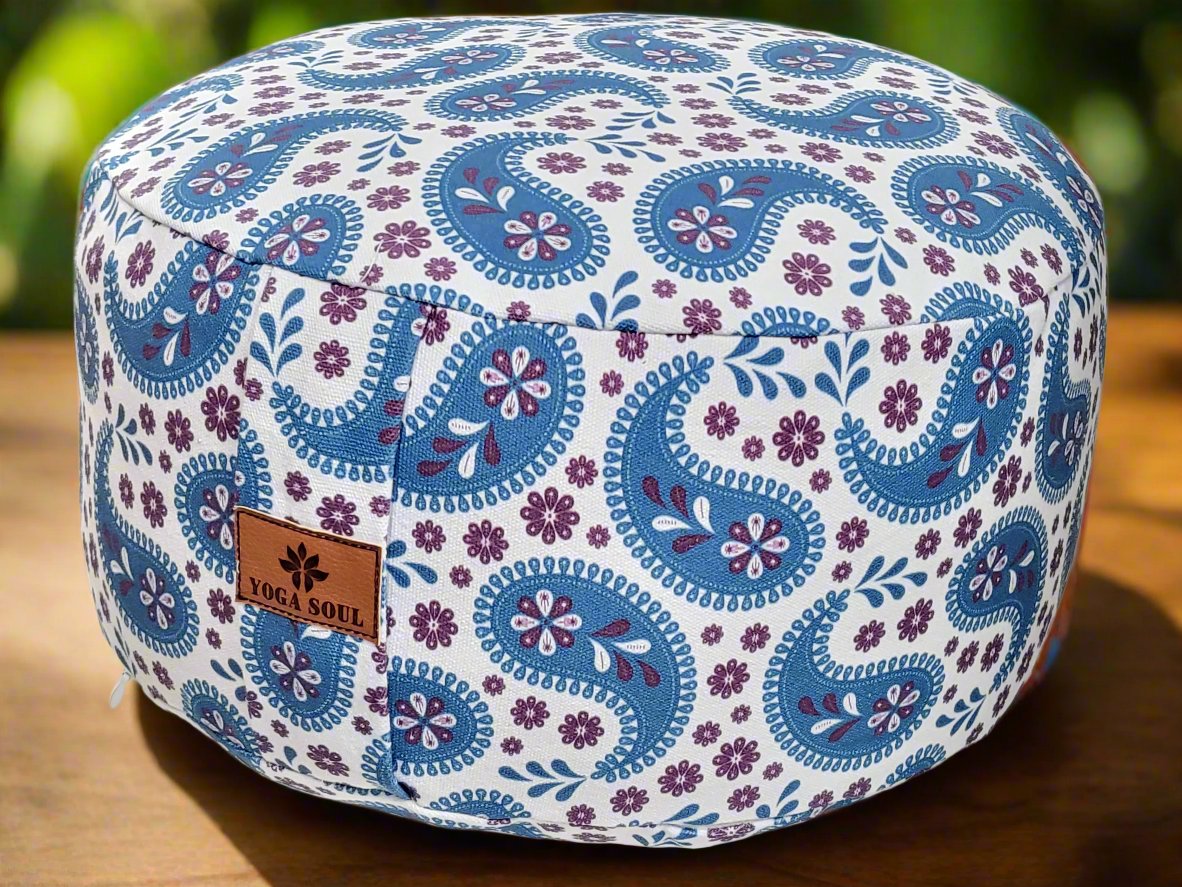 RONDO Meditation Cushion | Paisley | Teal Blue - Yoga Soul