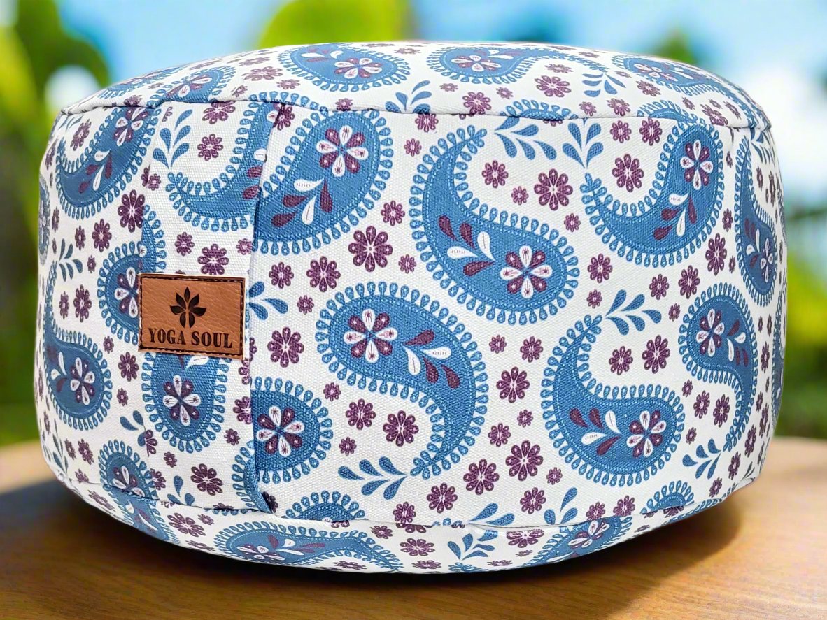 RONDO Meditation Cushion | Paisley | Teal Blue - Yoga Soul