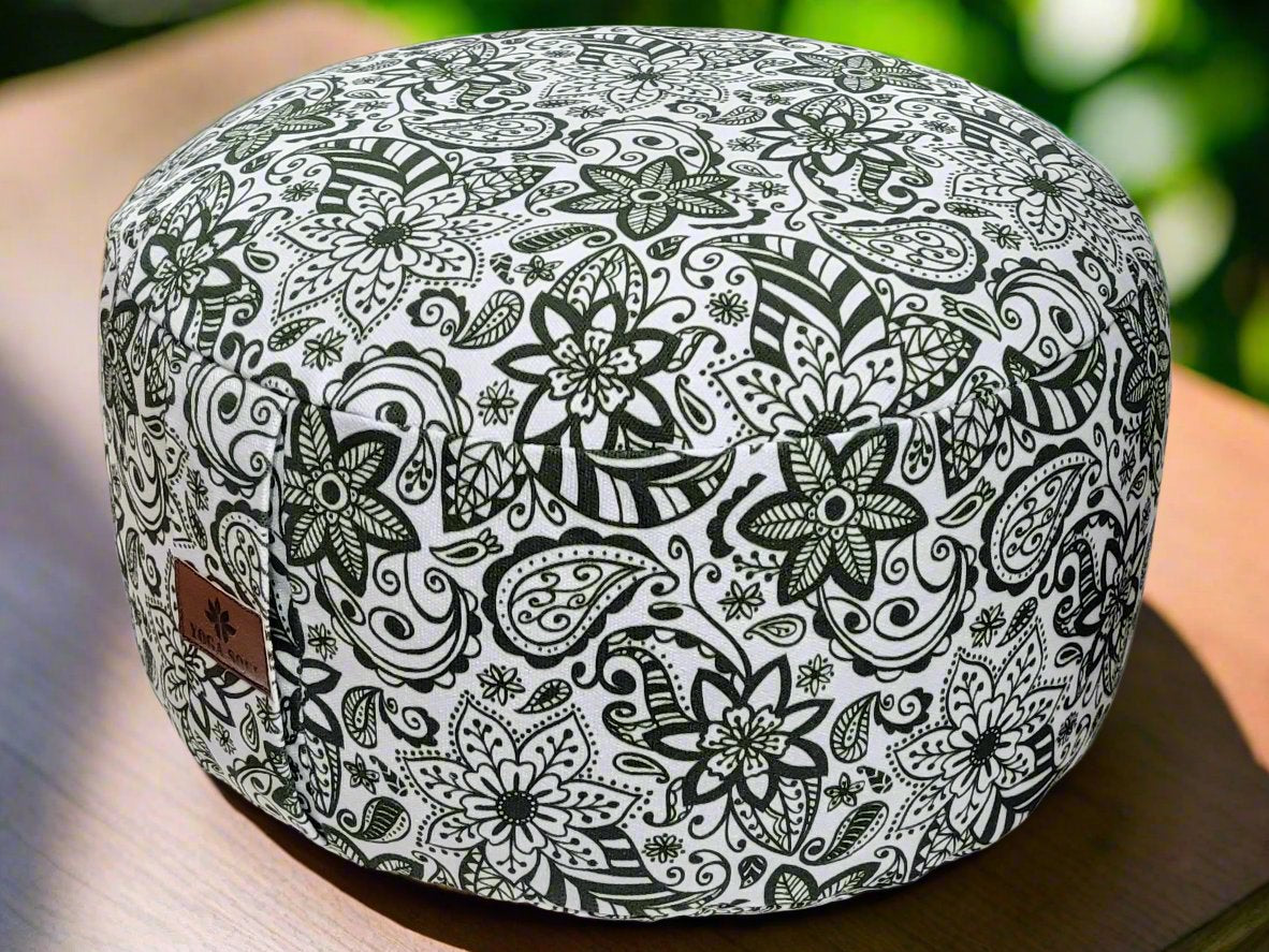 RONDO Meditation Cushion | Paisley Flower | Trekking Green - Yoga Soul