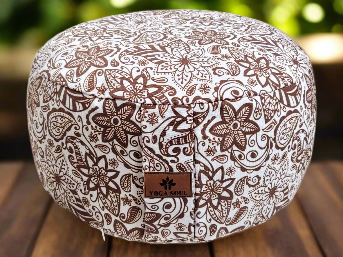RONDO Meditation Cushion | Paisley Flower | Chocolate - Yoga Soul