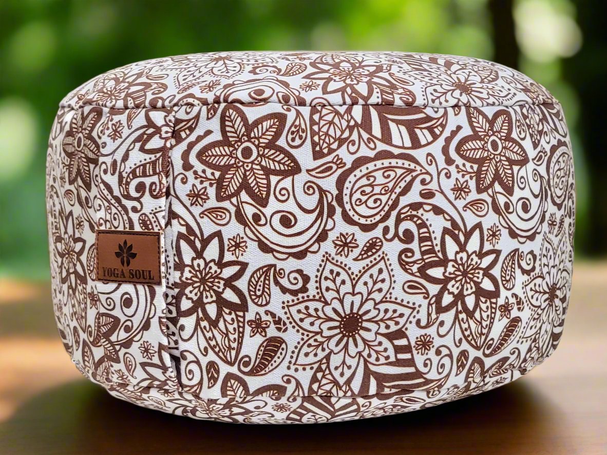 RONDO Meditation Cushion | Paisley Flower | Chocolate - Yoga Soul