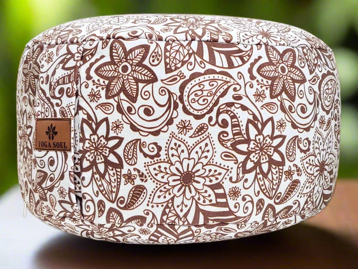 RONDO Meditation Cushion | Paisley Flower | Chocolate - Yoga Soul