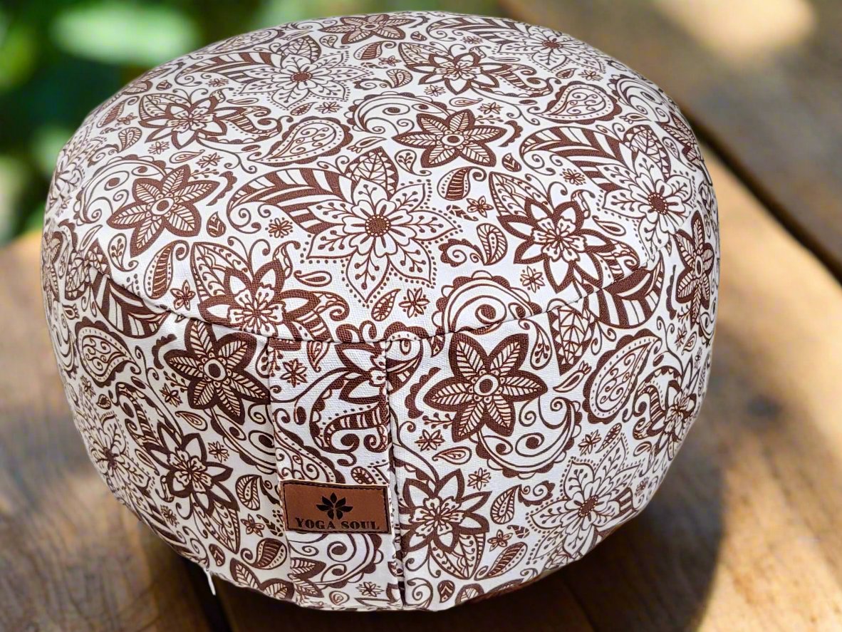 RONDO Meditation Cushion | Paisley Flower | Chocolate - Yoga Soul