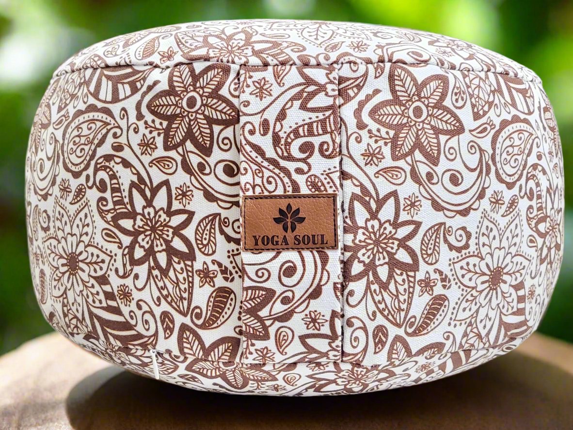 RONDO Meditation Cushion | Paisley Flower | Chocolate - Yoga Soul