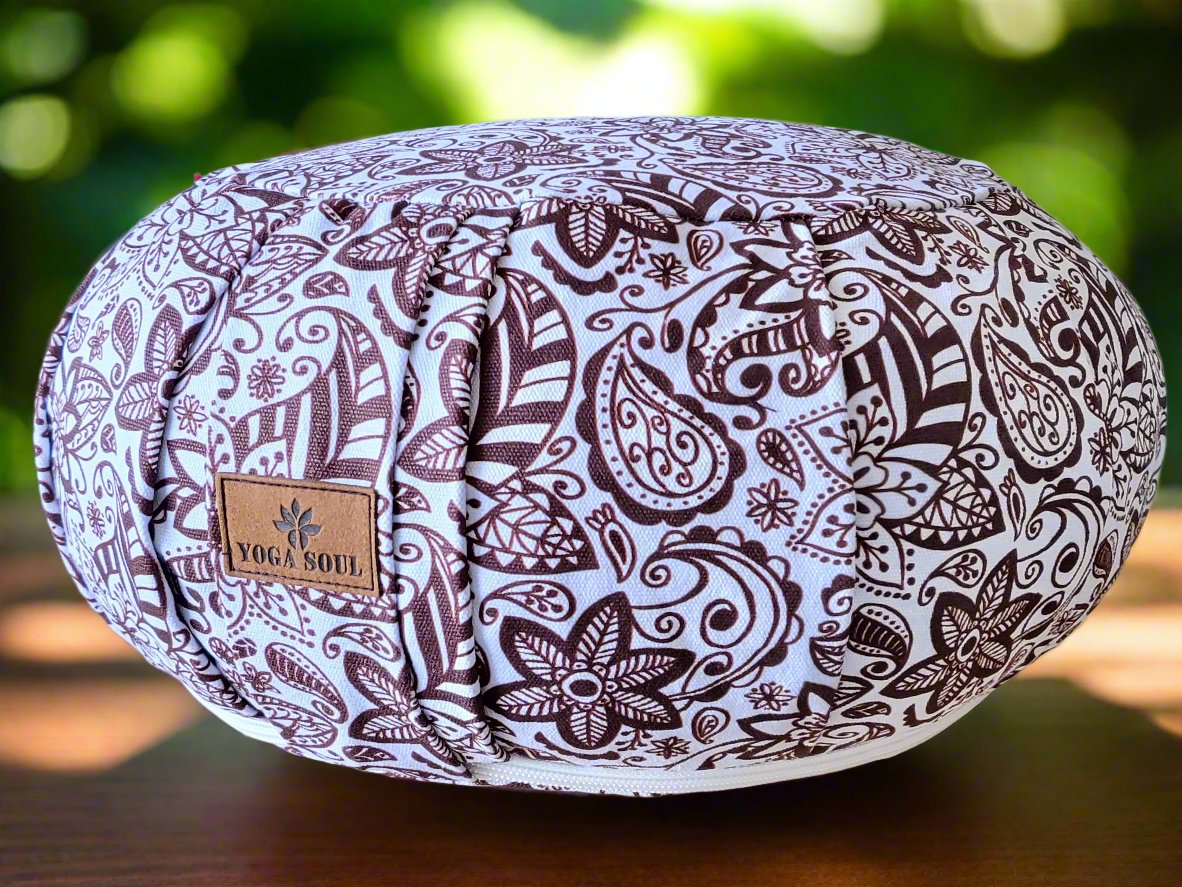 ZAFU Meditation Cushion | Paisley Flower | Chocolate - Yoga Soul