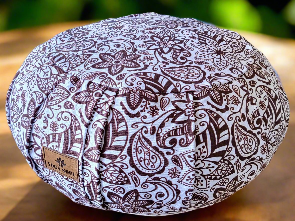 ZAFU Meditation Cushion | Paisley Flower | Chocolate - Yoga Soul