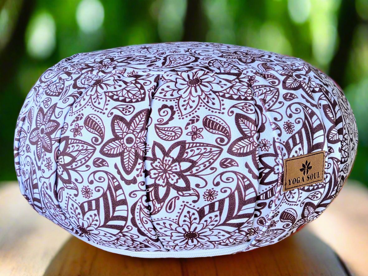 ZAFU Meditation Cushion | Paisley Flower | Chocolate - Yoga Soul