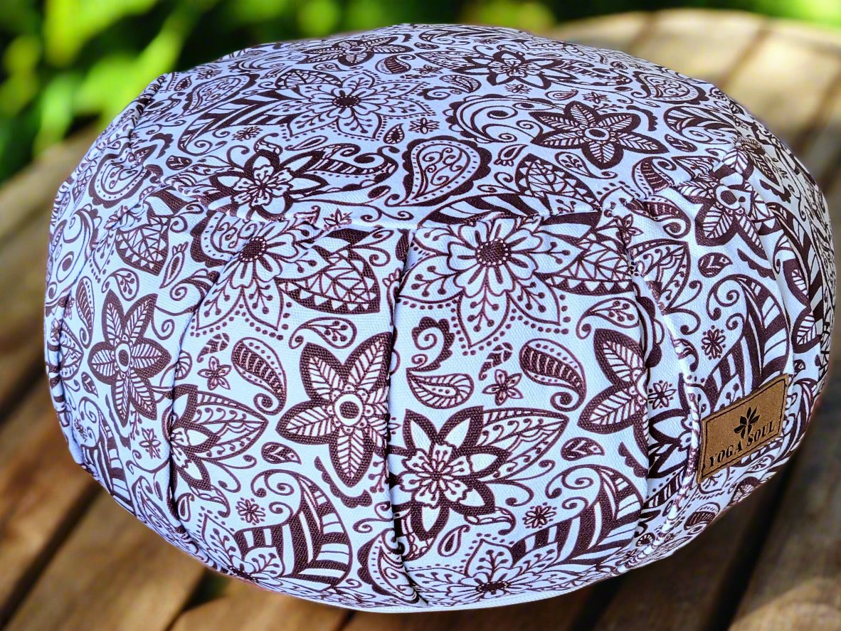 ZAFU Meditation Cushion | Paisley Flower | Chocolate - Yoga Soul