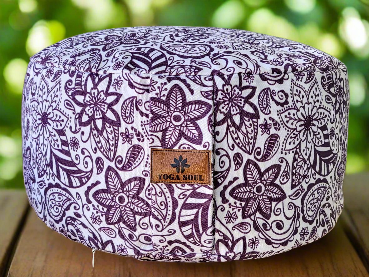 RONDO Meditation Cushion | Paisley Flower | Purple - Yoga Soul