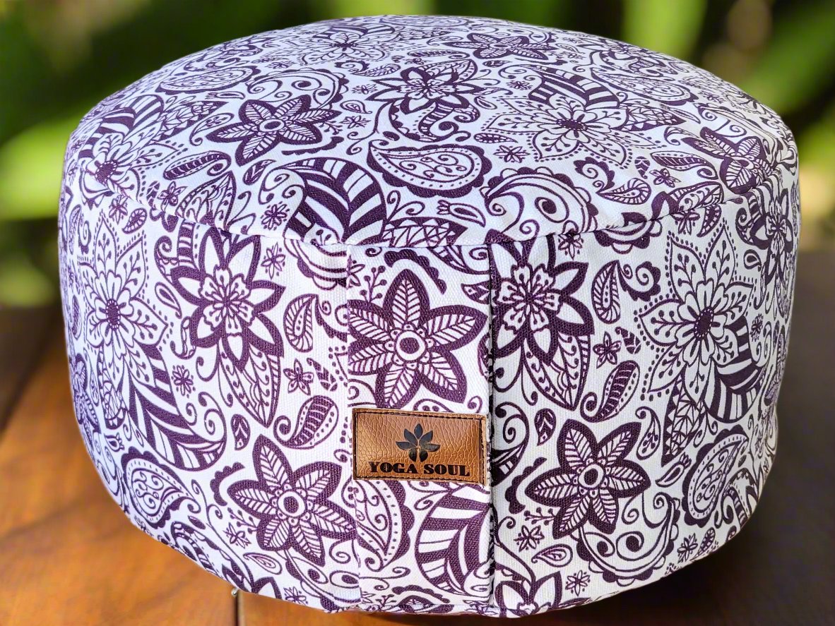 RONDO Meditation Cushion | Paisley Flower | Purple - Yoga Soul