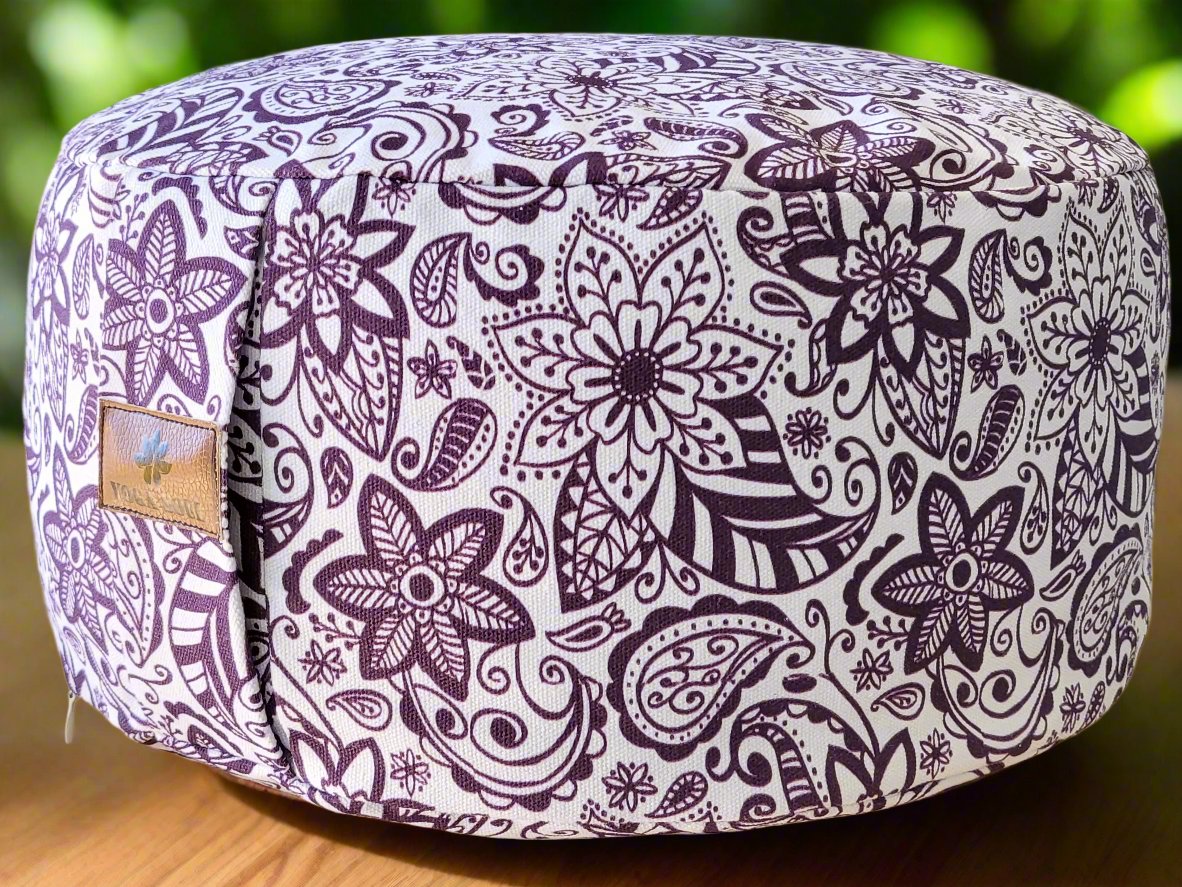 RONDO Meditation Cushion | Paisley Flower | Purple - Yoga Soul