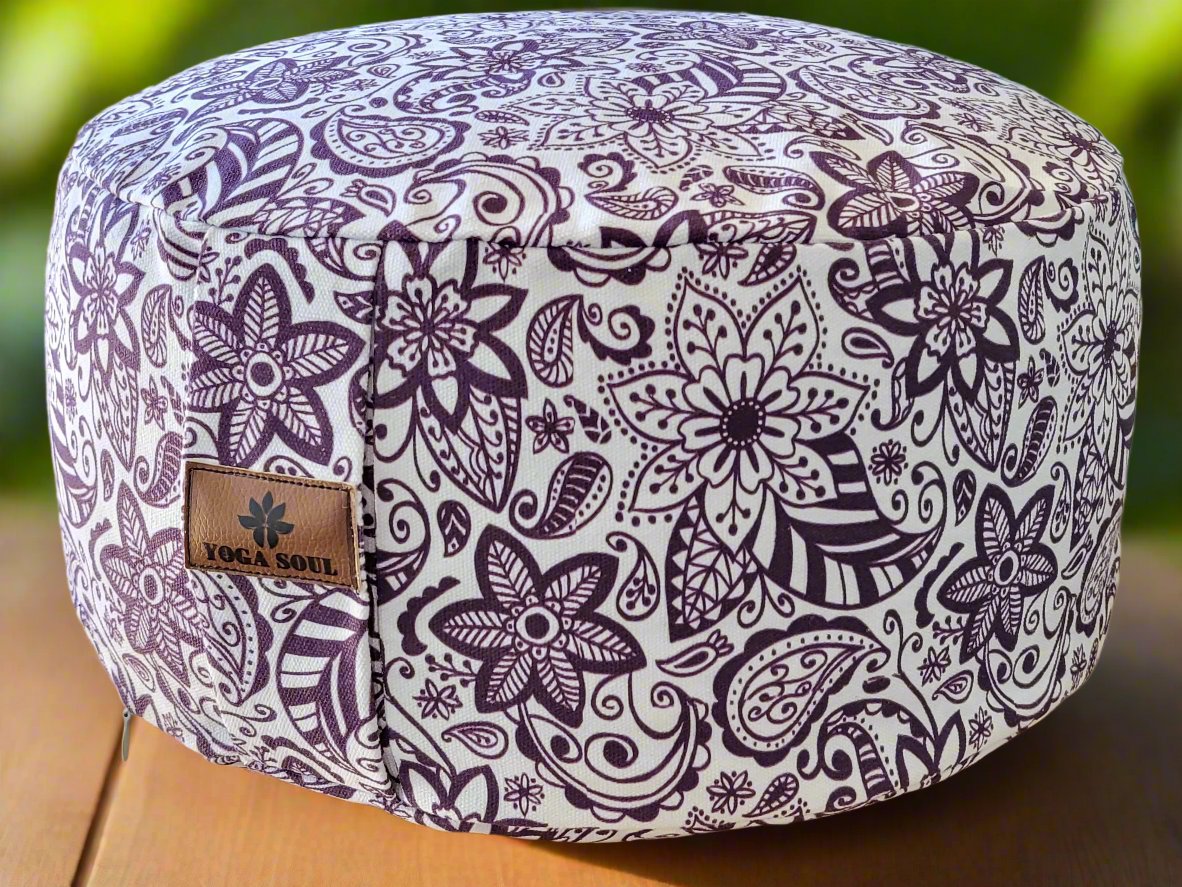 RONDO Meditation Cushion | Paisley Flower | Purple - Yoga Soul