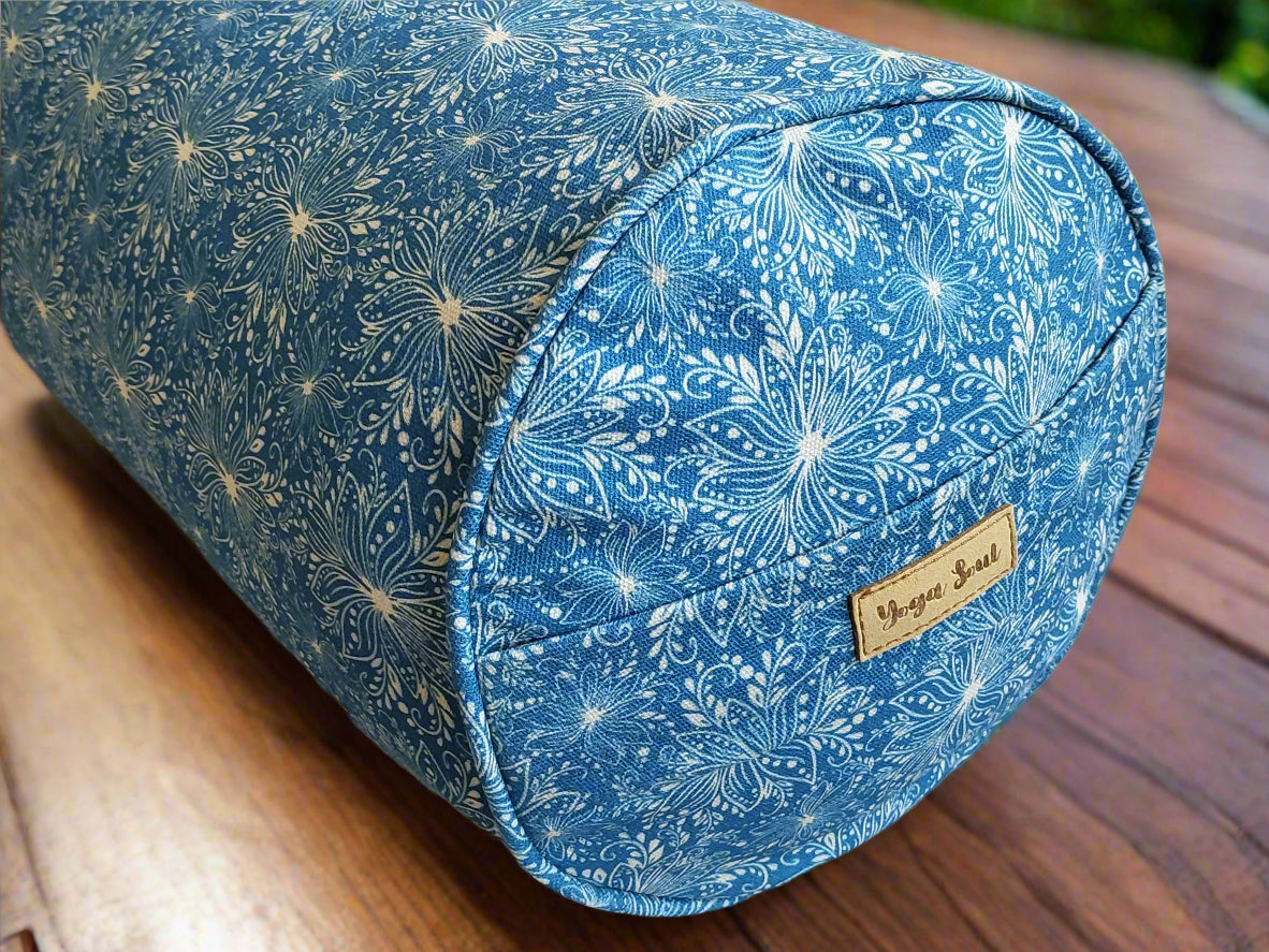Round Yoga Bolster | Lotus | Indigo Blue - Yoga Soul