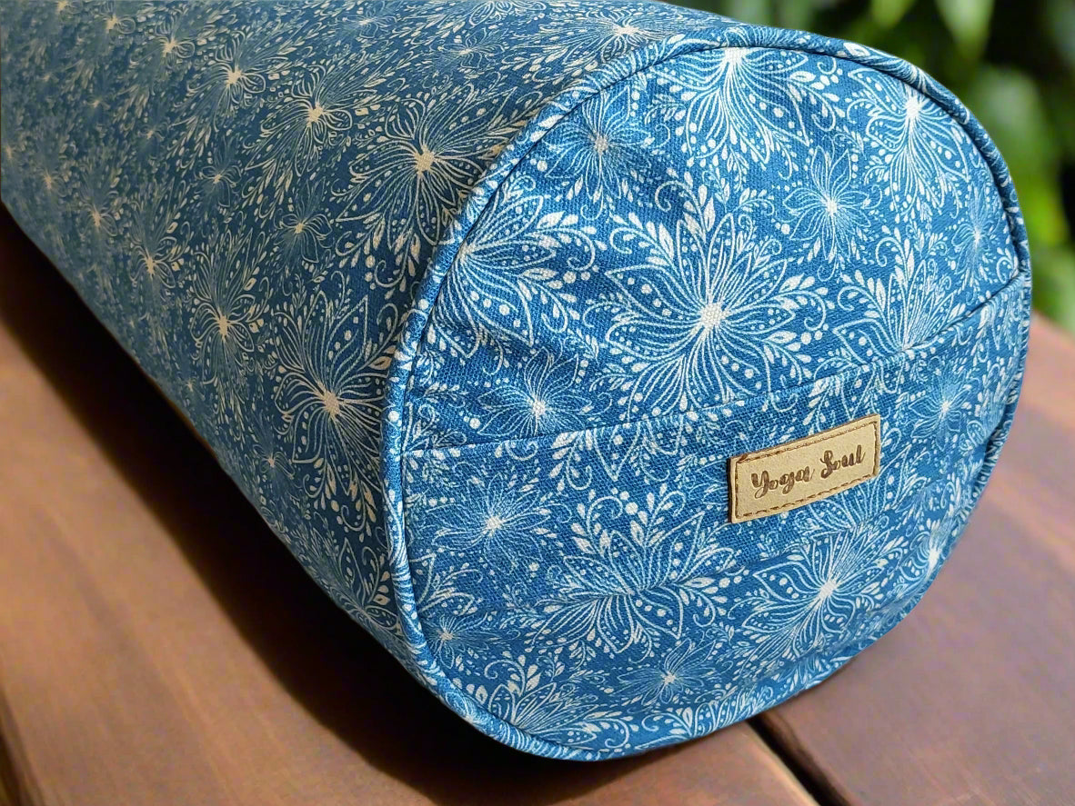 Round Yoga Bolster | Lotus | Indigo Blue - Yoga Soul