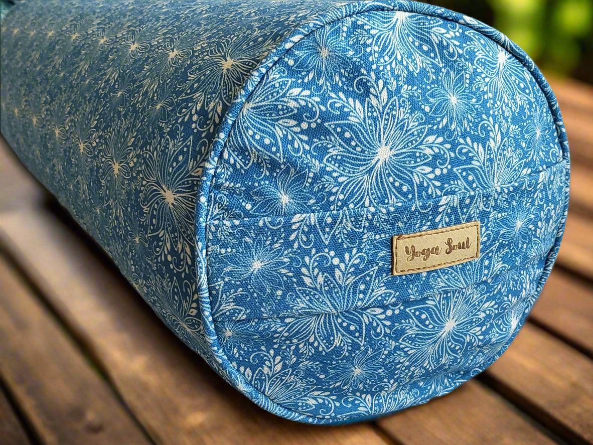 Round Yoga Bolster | Lotus | Indigo Blue - Yoga Soul