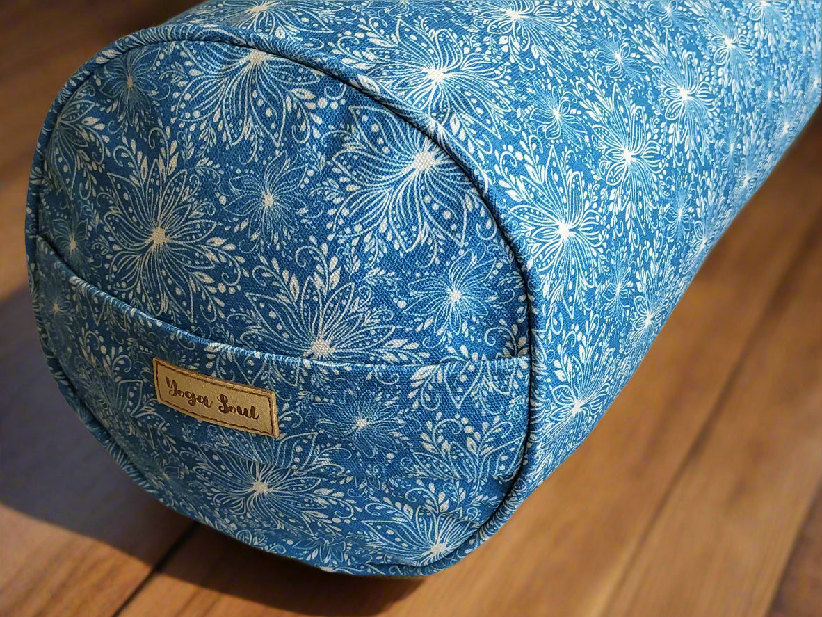 Round Yoga Bolster | Lotus | Indigo Blue - Yoga Soul