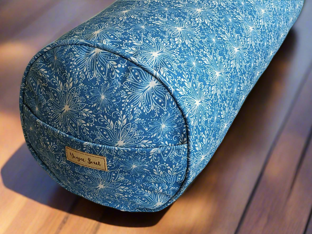 Round Yoga Bolster | Lotus | Indigo Blue - Yoga Soul