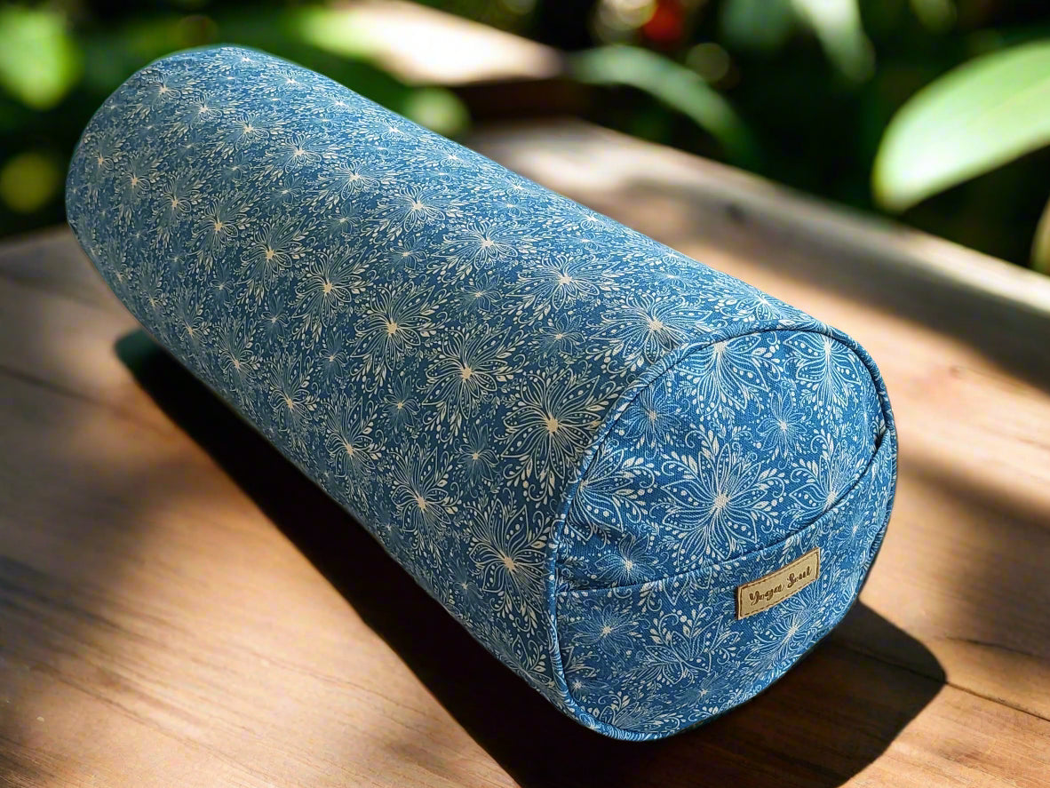 Round Yoga Bolster | Lotus | Indigo Blue - Yoga Soul