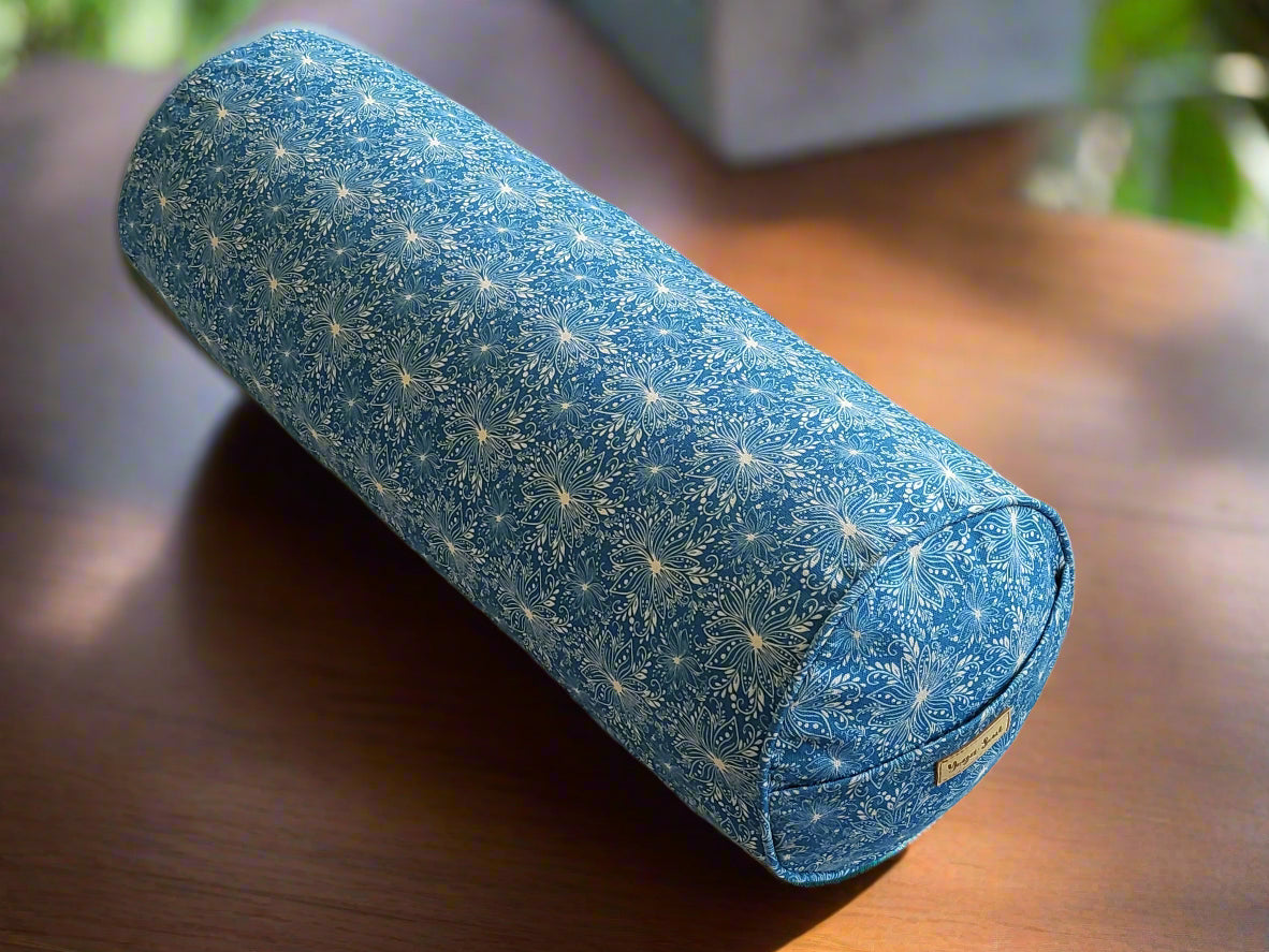 Round Yoga Bolster | Lotus | Indigo Blue - Yoga Soul