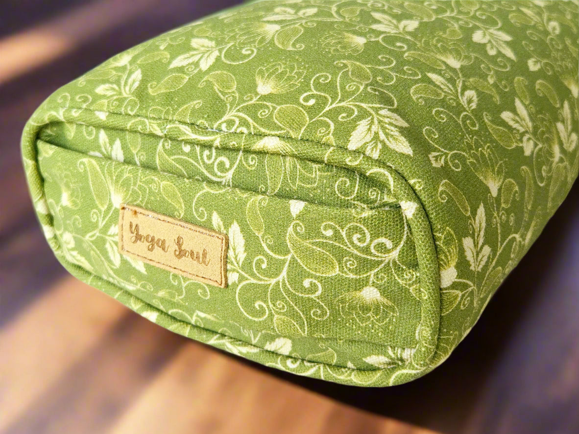 Pranayama Yoga Bolster | Sacred Lotus | Olive Green - Yoga Soul