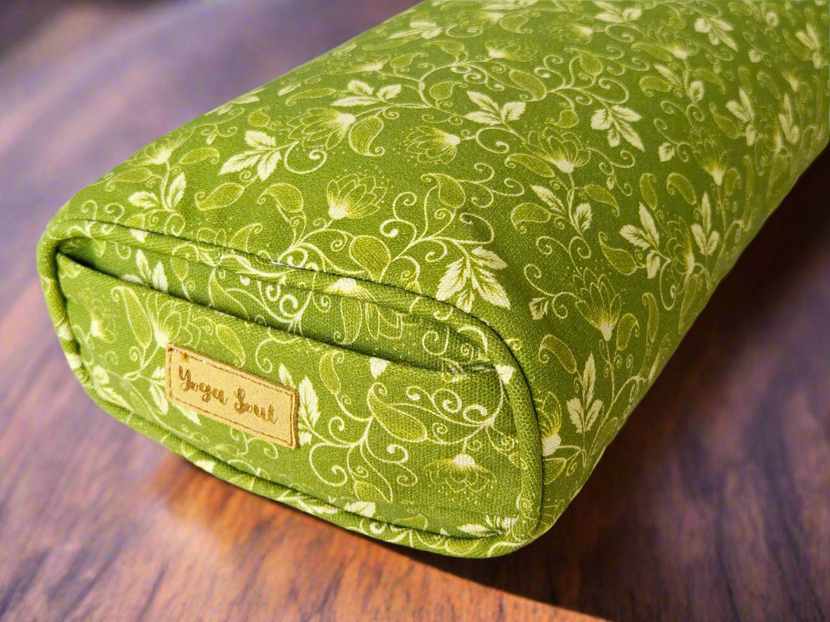 Pranayama Yoga Bolster | Sacred Lotus | Olive Green - Yoga Soul