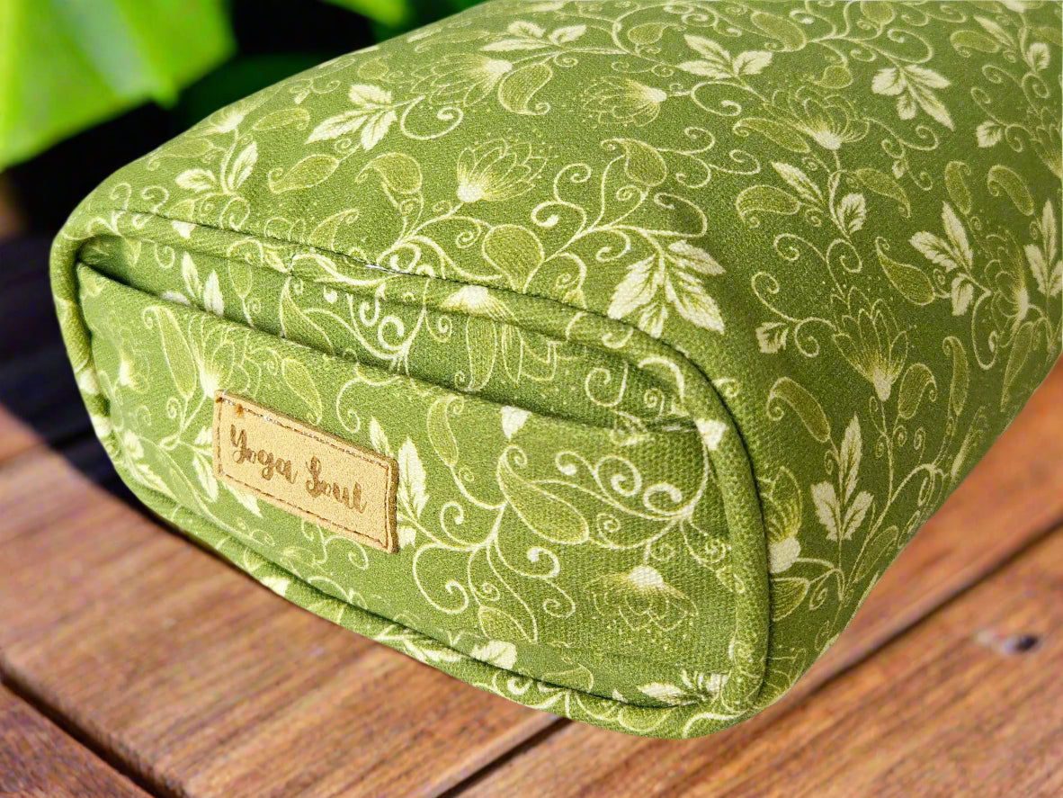 Pranayama Yoga Bolster | Sacred Lotus | Olive Green - Yoga Soul