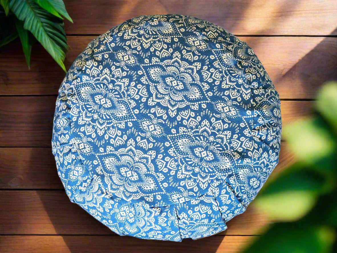 ZAFU Meditation Cushion | Mandala | Indigo Blue - Yoga Soul
