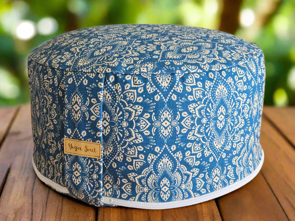RONDO Meditation Cushion | Mandala | Indigo Blue - Yoga Soul